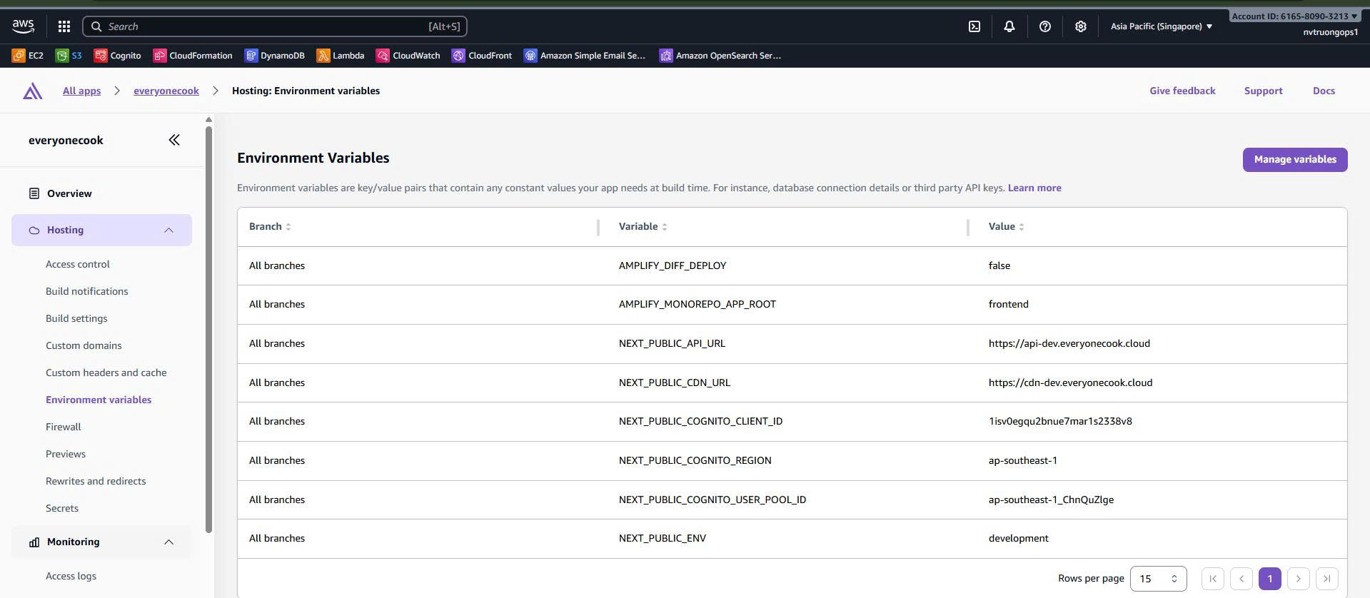Amplify Environment Variables